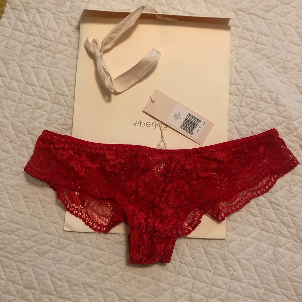 Red Lace Eberjey Noor Cheeky Bikini Racer M
